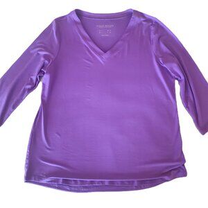 NWOT Susan Graver Liquid Knit Lavender Purple 3/4 Length Sleeve Top, Size Large